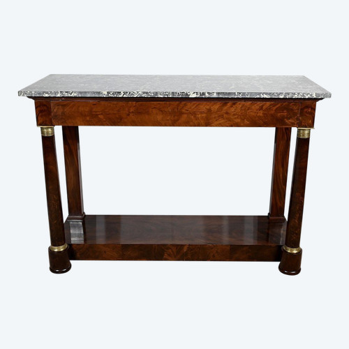 Console in radica di mogano, Ringer timbrato, Faubourg Saint Antoine, periodo Impero – Inizio XIX secolo