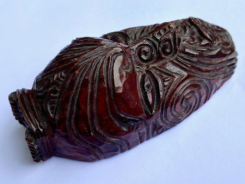 Nuova Zelanda, Popolo Maori, anni '30/'50, Maschera in legno in miniatura "koruru Parata".