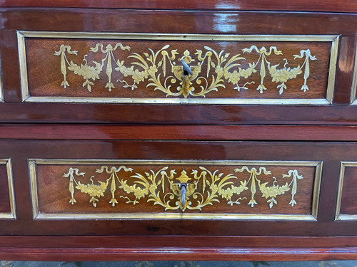 Commode De Style Louis XVI Acajou Et Amarante