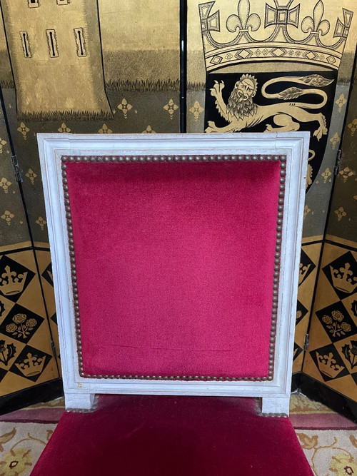 Suite De 6 Chaises De Style Louis XVI Velours Rouge