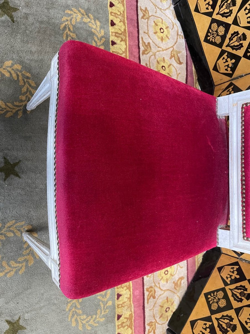 Suite De 6 Chaises De Style Louis XVI Velours Rouge