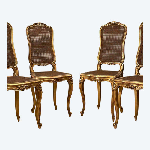 Suite Of 4 Musicians Chairs In Golden Wood From Napoleon III Period