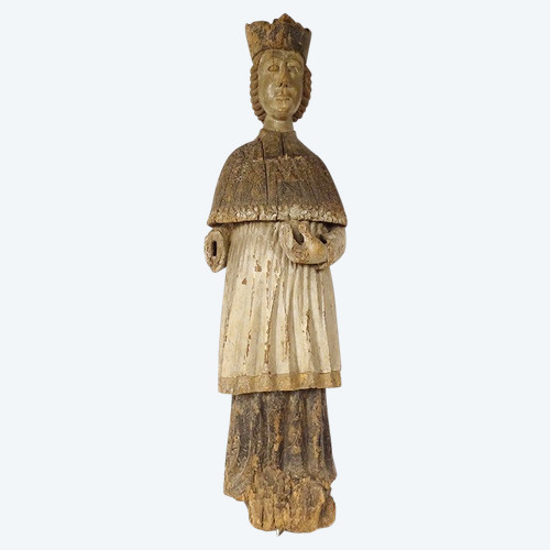 Statue Religieuse Bois Sculpté Polychrome Saint-Yves Avocat Bretagne XVIIè