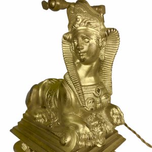 Lampe chenet sphinge en bronze doré