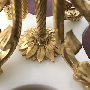 Paire De Lampes Chandeliers Bougeoirs Candélabres Electrifiés Bronze Dorée Marbre Style Louis XVI