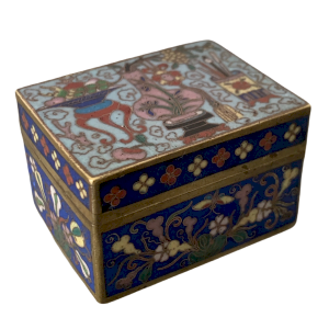 Cloisonné Enamel Copper Box With Taoist Decor Of Vases And Pot