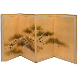 Japanese Yonkyoku Byōbu Screen With Pine Decor