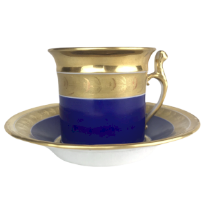 Tasse en Porcelaine Bleue & Dorure