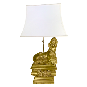 Lampe chenet sphinge en bronze doré