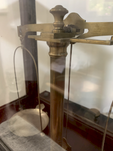 Trebuchet under cage, old pharmacy / laboratory scale