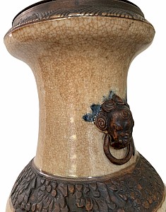 Nanjing porcelain baluster vase lamp decorated with birds and foliage