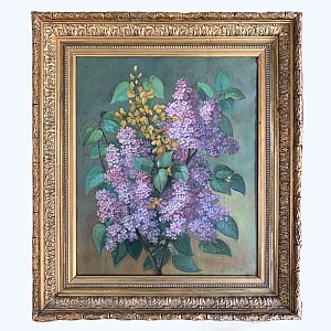 French school of the 19th century, Bouquet de Lilas by V. Goulard