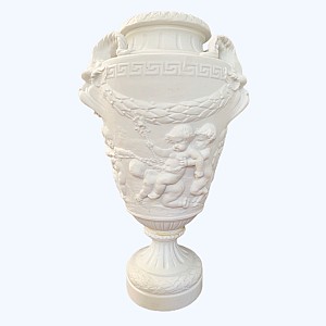 Biscuit porcelain baluster vase after Clodion