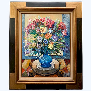 Huile sur toile Pajo nature morte bouquet de fleurs