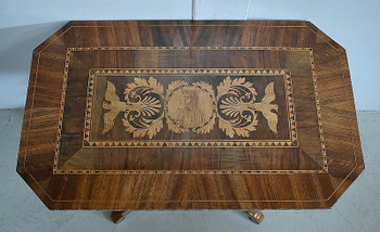 Inlaid Gueridon Table, in Walnut and Light Wood - 2nd part of the 19th century