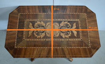 Inlaid Gueridon Table, in Walnut and Light Wood - 2nd part of the 19th century