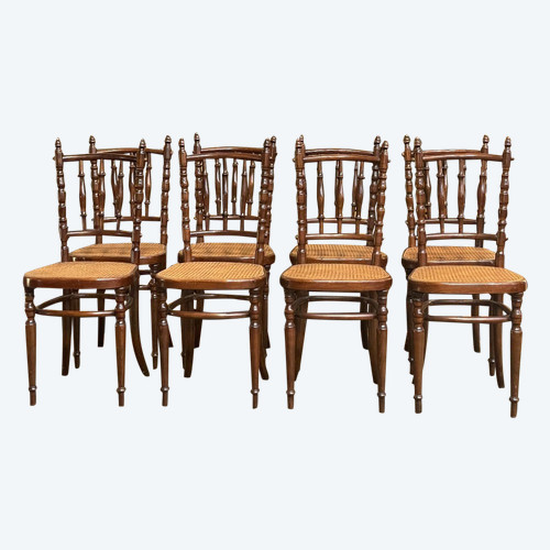 Suite Of 8 Fischel Bistro Chairs Not Thonet