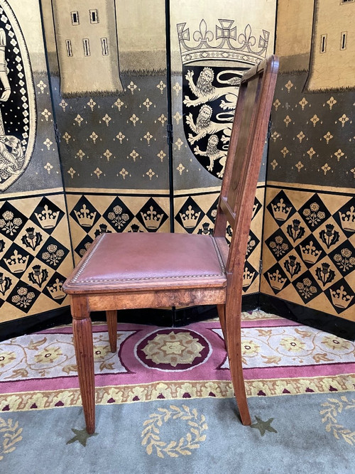 6 Mahogany And Leather Art Deco Period Chairs