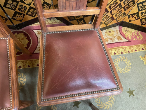 6 Mahogany And Leather Art Deco Period Chairs