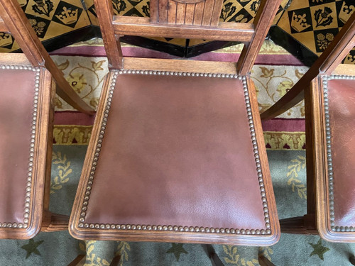 6 Mahogany And Leather Art Deco Period Chairs
