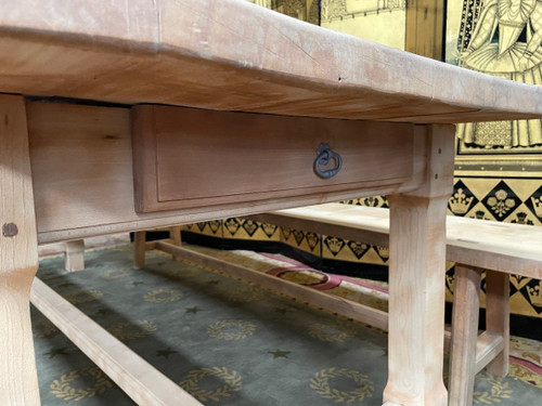 Table De Ferme En hêtre et ses bancs