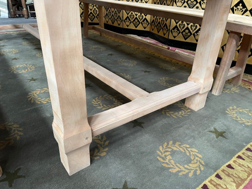 Table De Ferme En hêtre et ses bancs