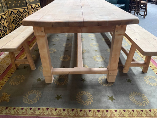 Table De Ferme En hêtre et ses bancs