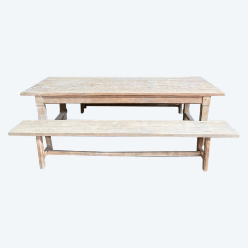 Table De Ferme En hêtre et ses bancs