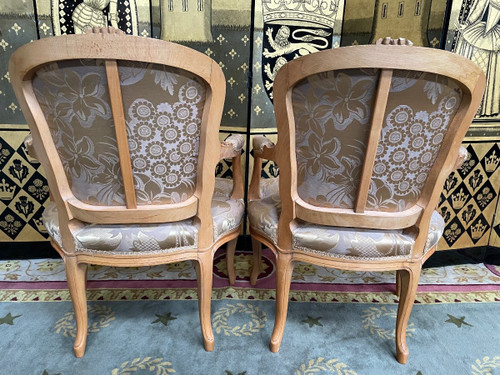 Pair De Fauteuils Cabriolets De Style Louis XV