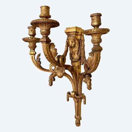 Jean-Joseph De Saint-germain, Important Louis XVI Period Gilt Bronze Wall Lamp Circa 1770
