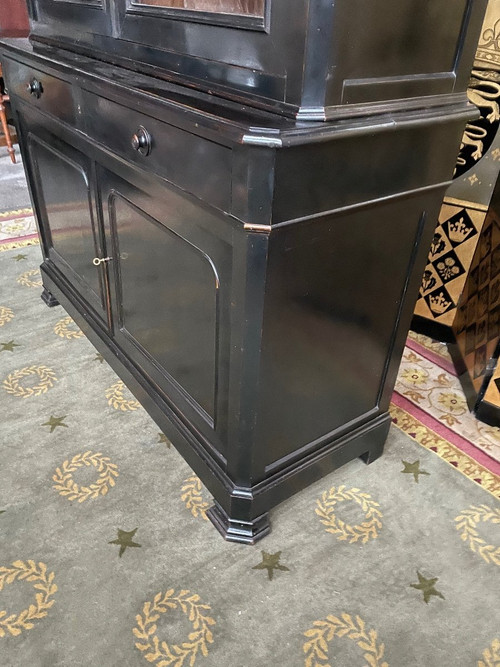 Buffet Luigi Filippo doppio corpo in legno annerito