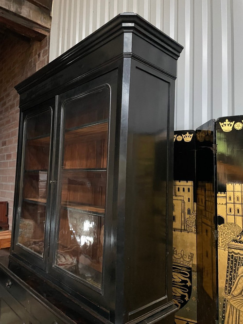 Buffet Luigi Filippo doppio corpo in legno annerito