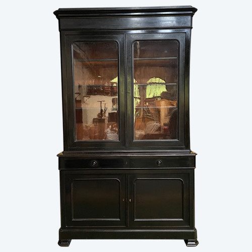 Buffet Luigi Filippo doppio corpo in legno annerito