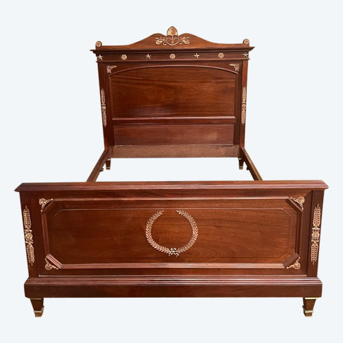 Letto in stile Consolato in mogano e bronzo - Impero