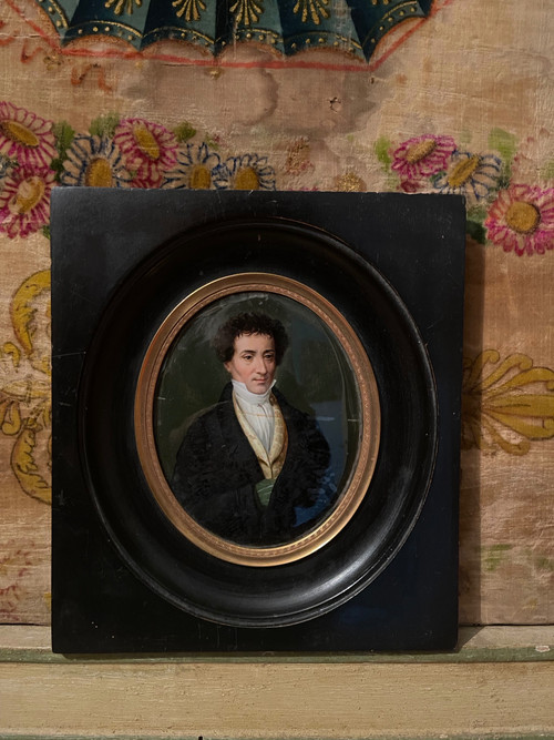 Large 19th century miniature, fixed under glass. ERNST THEODOR AMADEUS HOFFMANN