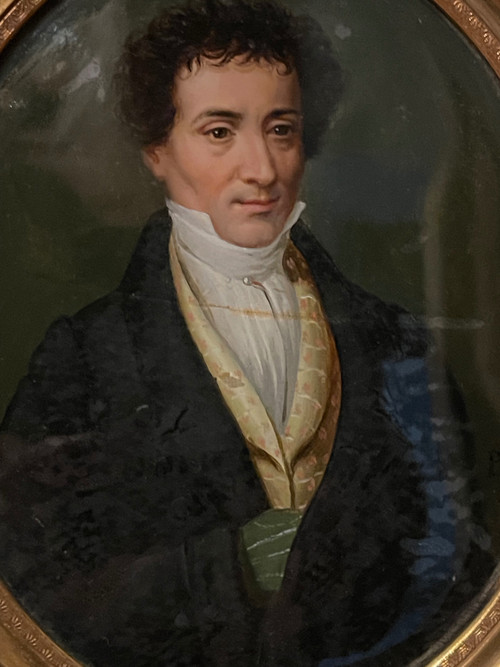 Large 19th century miniature, fixed under glass. ERNST THEODOR AMADEUS HOFFMANN