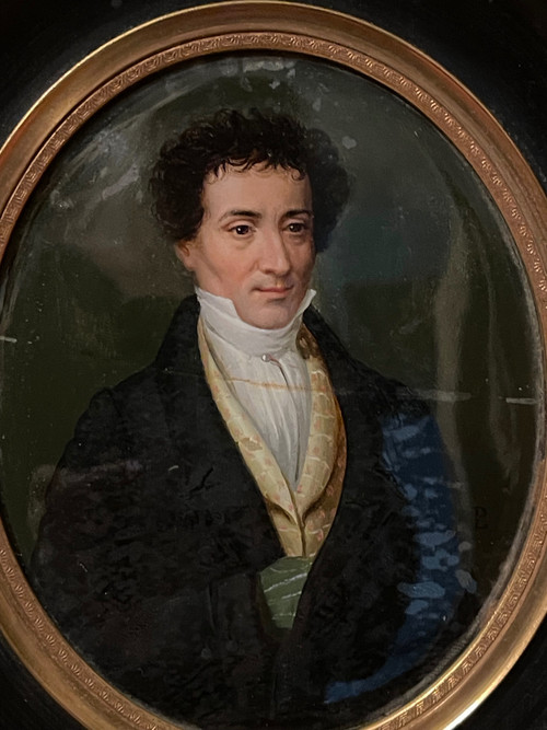 Large 19th century miniature, fixed under glass. ERNST THEODOR AMADEUS HOFFMANN
