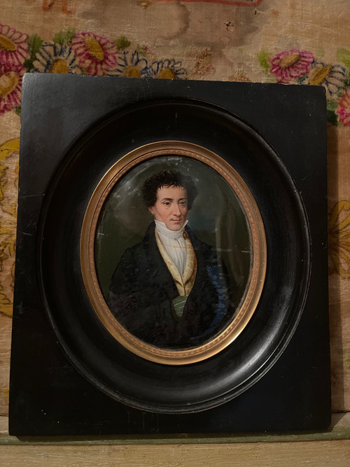 Large 19th century miniature, fixed under glass. ERNST THEODOR AMADEUS HOFFMANN