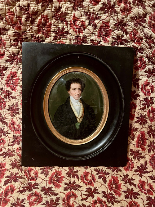 Large 19th century miniature, fixed under glass. ERNST THEODOR AMADEUS HOFFMANN