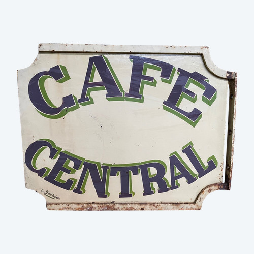 Enseigne En Tôle Peinte « café Central »