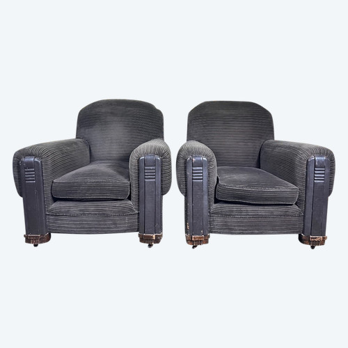 Paire de fauteuils club époque Art Déco