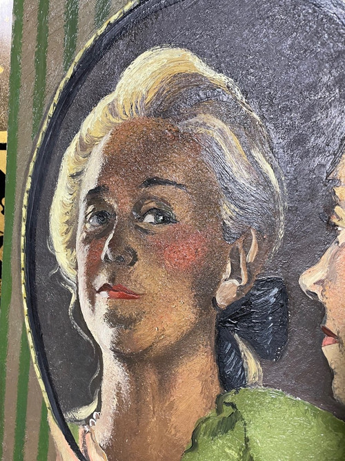 Öl auf Leinwand „Porträt einer Frau“, signiert von Marie-Antoinette Chalus 1990