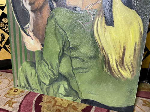 Öl auf Leinwand „Porträt einer Frau“, signiert von Marie-Antoinette Chalus 1990