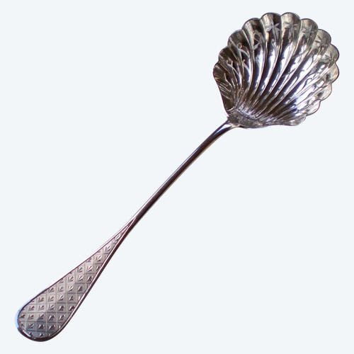 Napoleon III 19th century sprinkling spoon in solid silver, neck brace hallmark