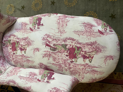 Napoleon III Daybed In Toile De Jouy