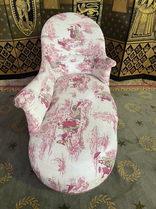 Napoleon III Daybed In Toile De Jouy
