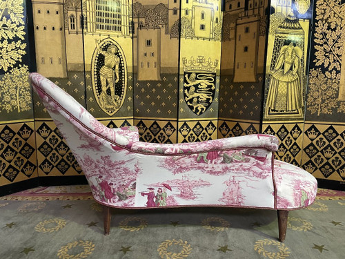 Napoleon III Daybed In Toile De Jouy