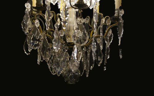 Chandelier with crystal and bronze tassels (ht: 70 cm)