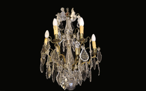 Chandelier with crystal and bronze tassels (ht: 70 cm)