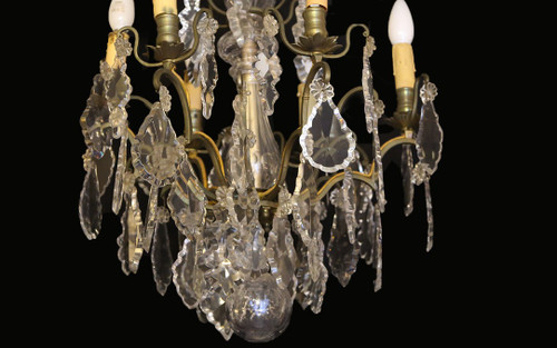 Chandelier with crystal and bronze tassels (ht: 70 cm)